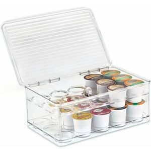 iDesign 2-Tier Coffee Pod Holder Lidded Bin, Plastic Pantry and Kitchen Storage